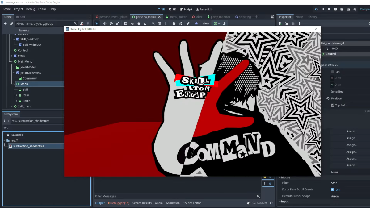 Persona 5 UI recreation by Chavafei